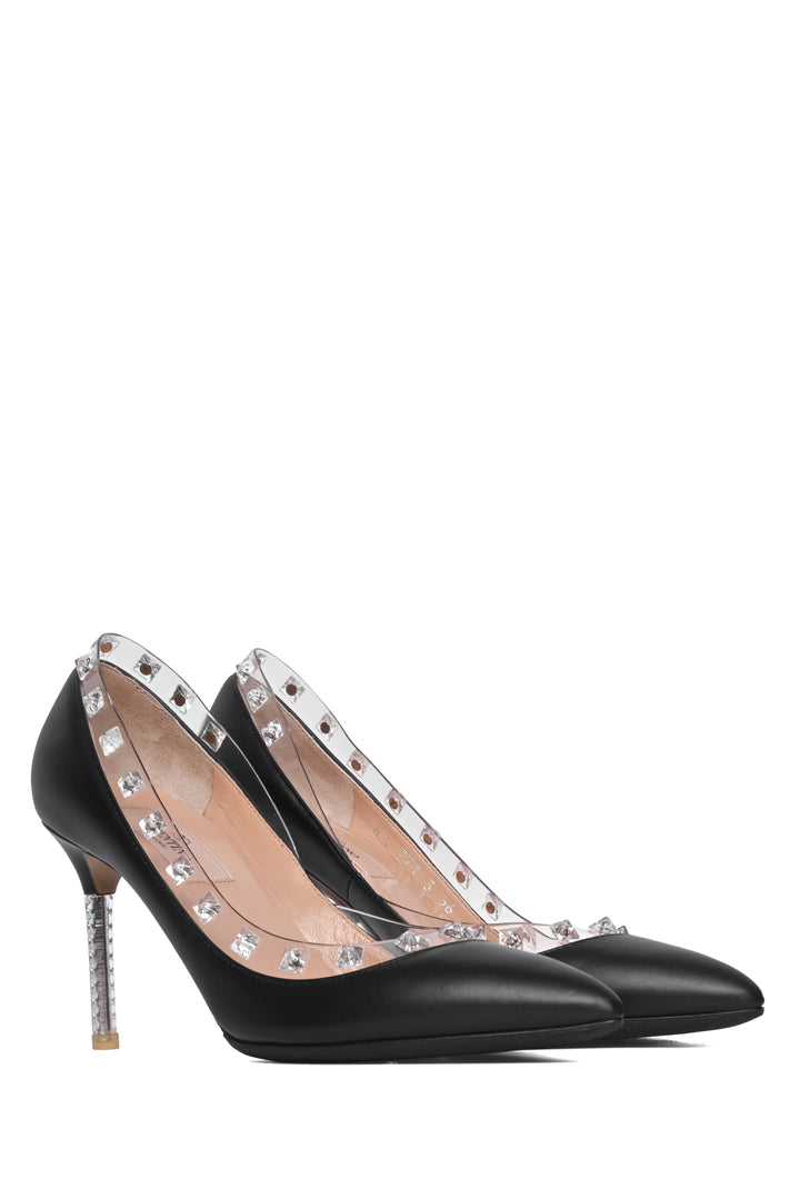 Valentino Size 36 Rockstud Leather & PVC Naked Pumps
