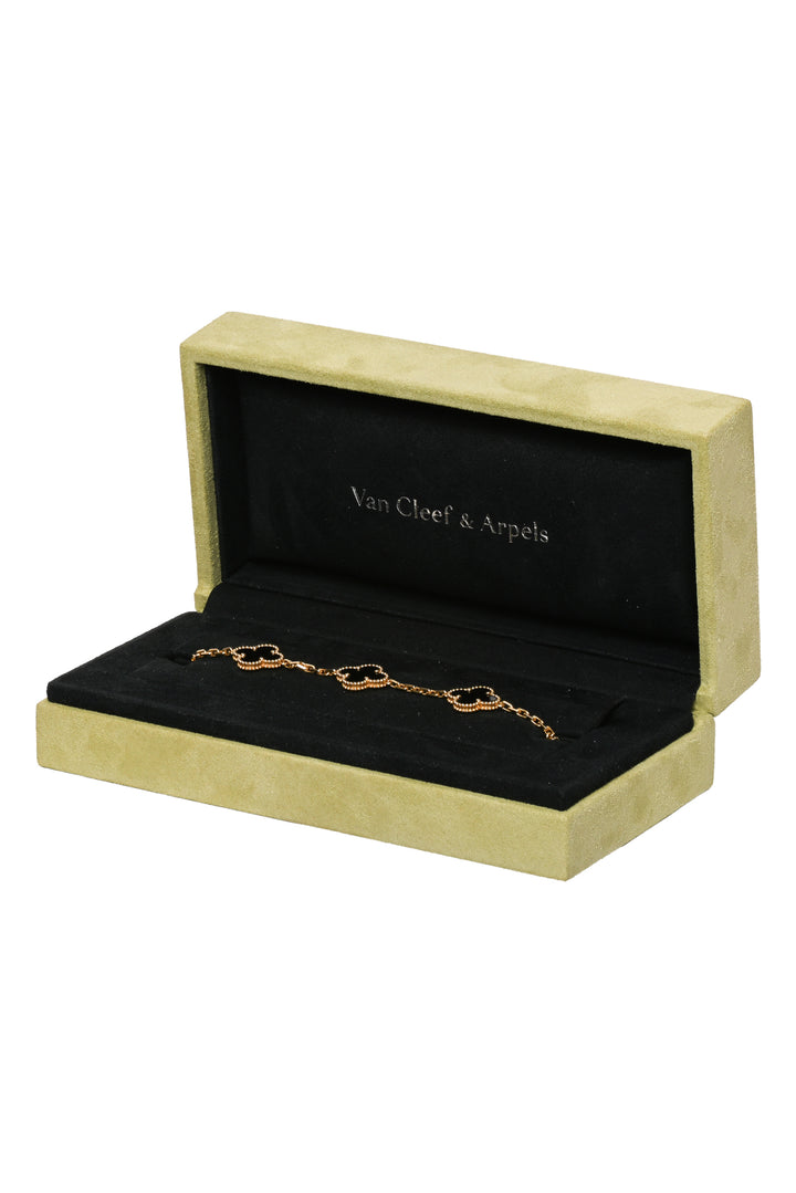 Van Cleef & Arpels 2021 18K Yellow Gold & Black Onyx Vintage Alhambra Bracelet