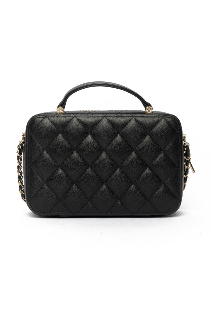 Chanel Small Caviar Quilted Leather CC Top Handle Vanity Case Crossbody