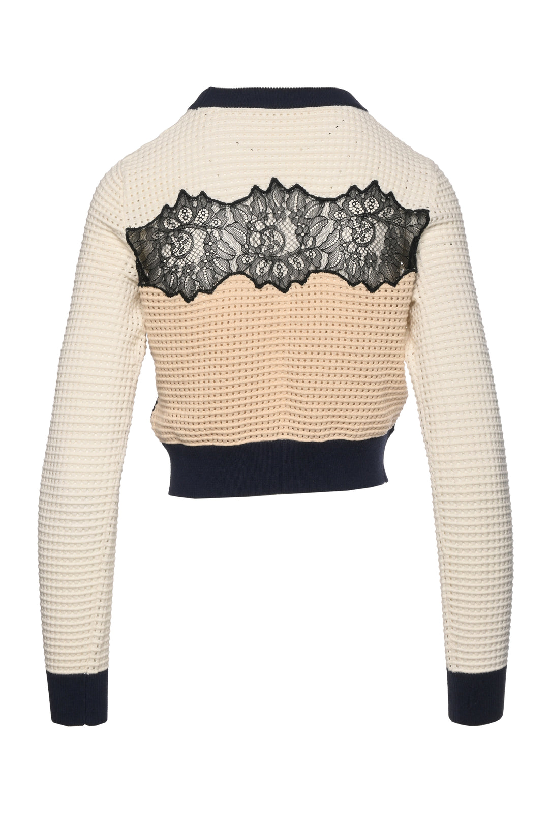 Self Portrait Size M Lace Panel Knit Sweater