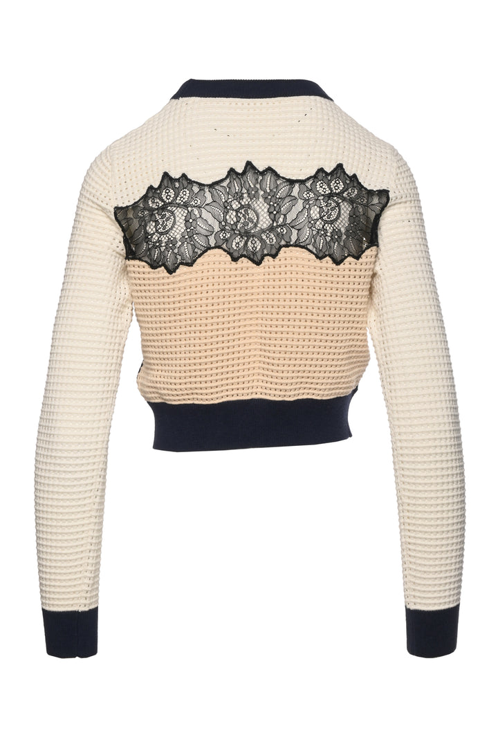 Self Portrait Size M Lace Panel Knit Sweater
