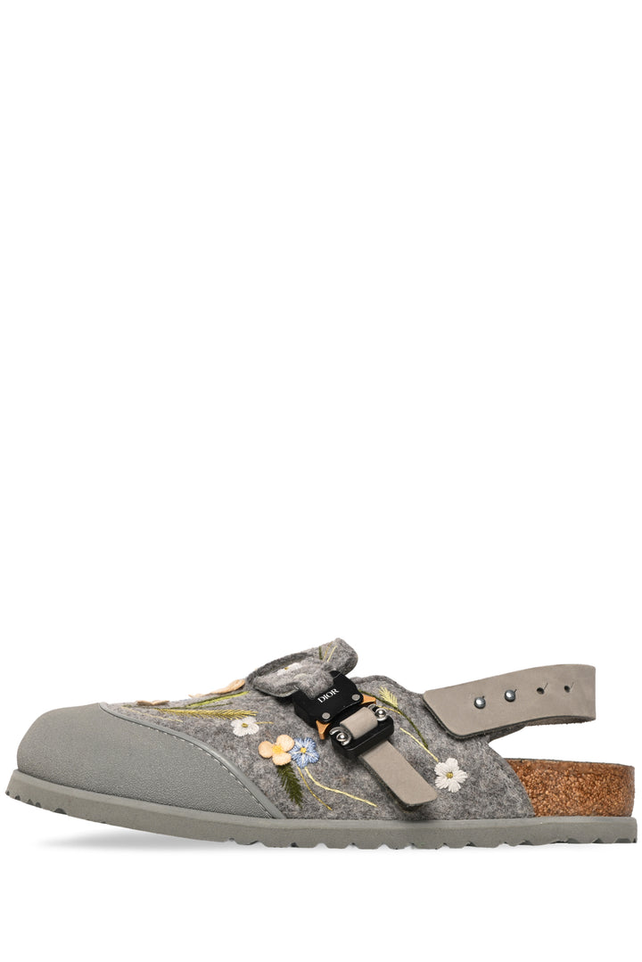 Dior x Birkenstock Size 9 Men's Tokio Felted Wool Floral Embroidered Mules