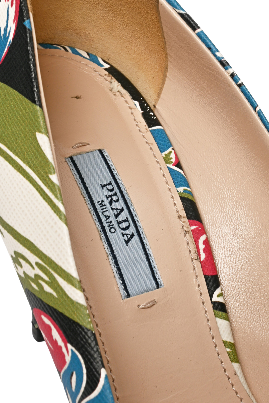 Prada Size 40 Floral Leather Pointed Toe Pumps