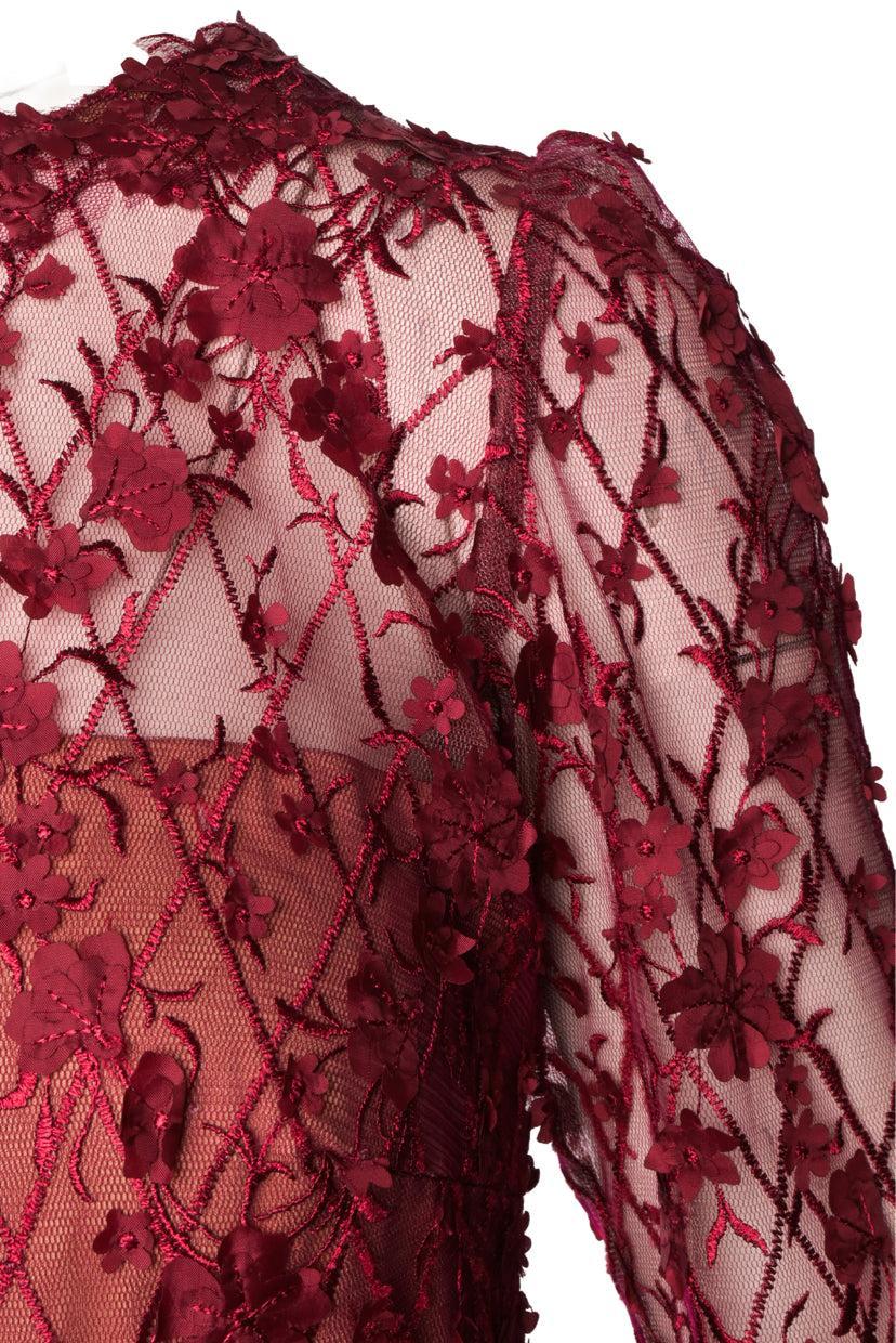 Tadashi Shoji Size 8 Floral Lace Overlay Gown