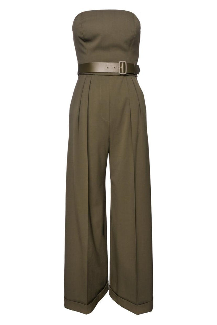 Max Mara Size 4 Strapless Wide Leg Belted Jumpsuit