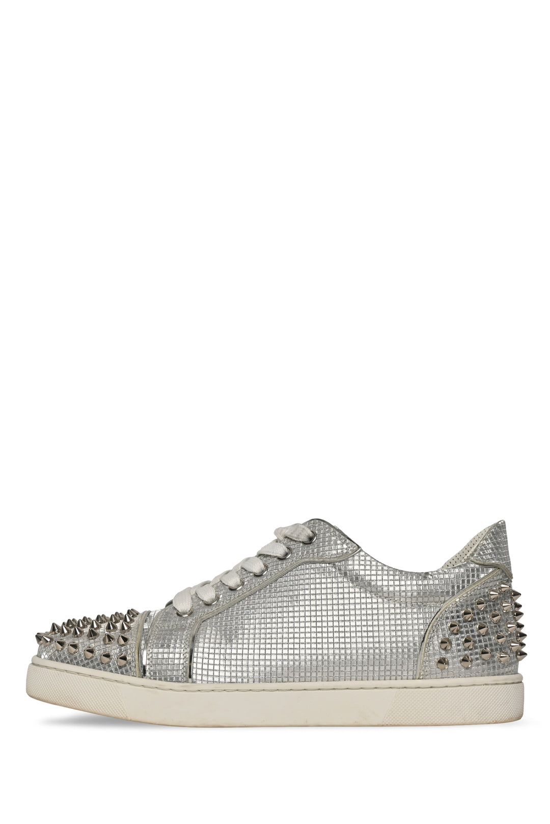 Christian Louboutin Size 40 Silver Mirrored & Studded Vieira 2 Sneaker