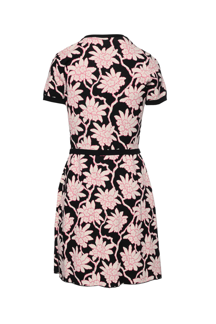 Valentino Size M Floral Knit Short Sleeve Mini Dress