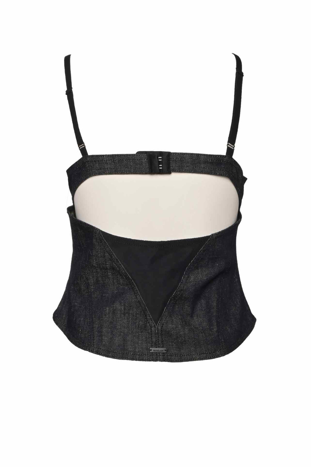 Mugler Size 40 Mesh Trimmed Denim Corset