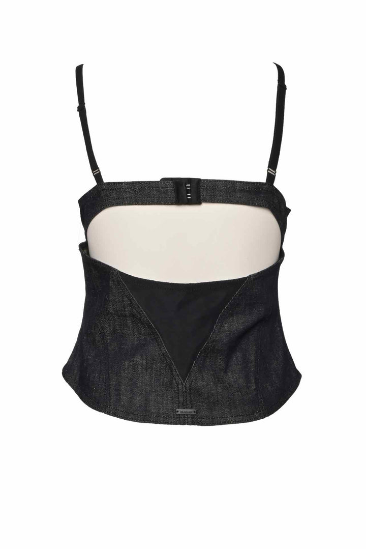 Mugler Size 40 Mesh Trimmed Denim Corset