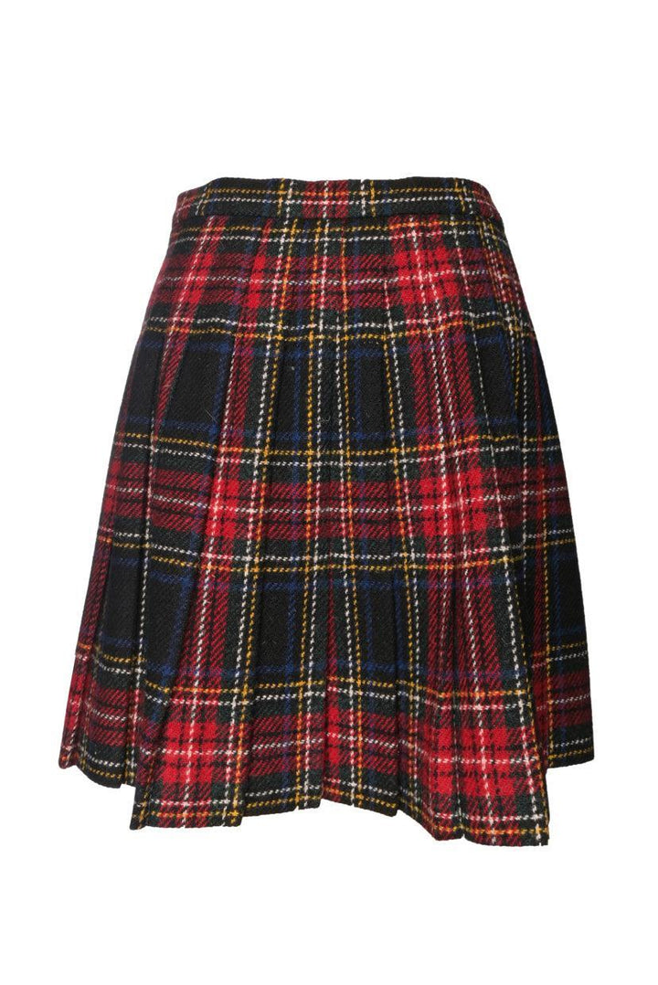 Saint Laurent Size 40 Tartan Wool Pleated Skirt