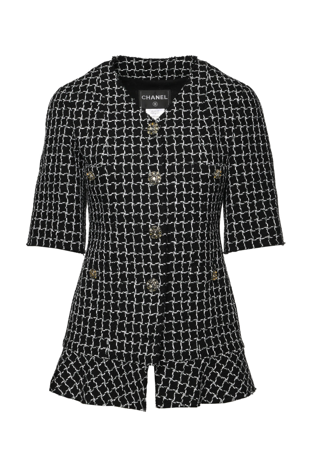 Chanel Size 38 2012 Checkered Tweed Short Sleeve Jacket