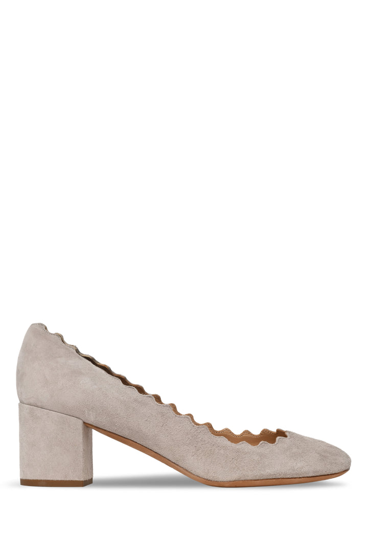 Chloe Size 35.5 Suede Scalloped Lauren Mid Heel Pumps