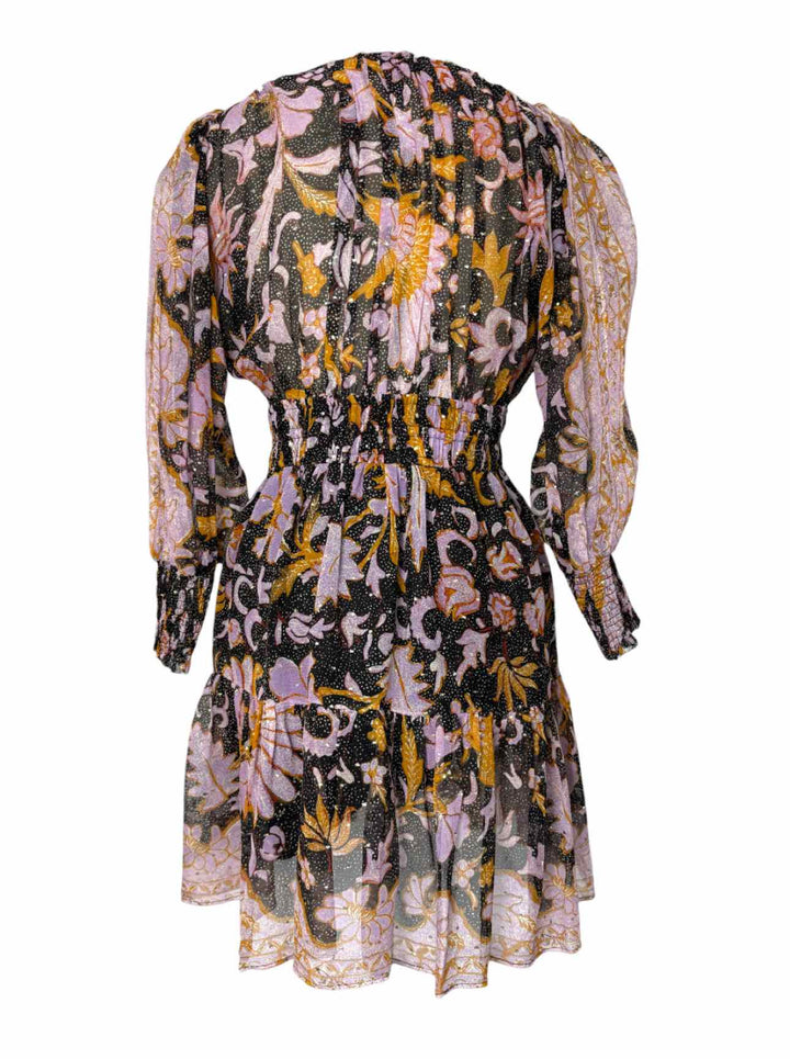 Ulla Johnson Size 6 Metallic Floral Silk Dress
