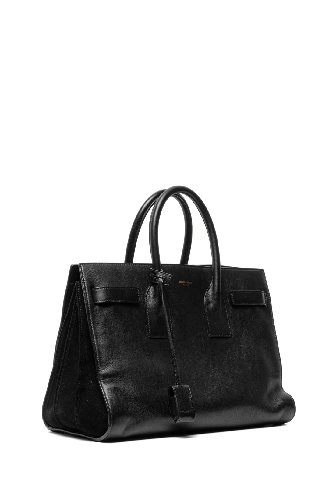 Saint Laurent Medium Smooth Leather & Suede Supple Sac De Jour Tote