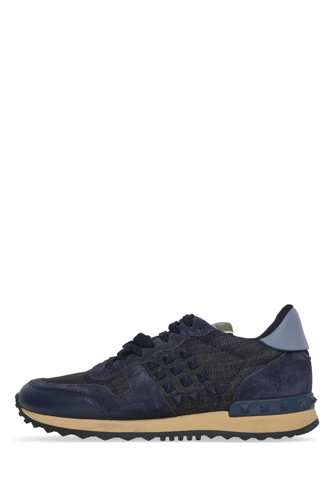 Valentino Size 35.5 Rockstud Denim & Suede Sneaker