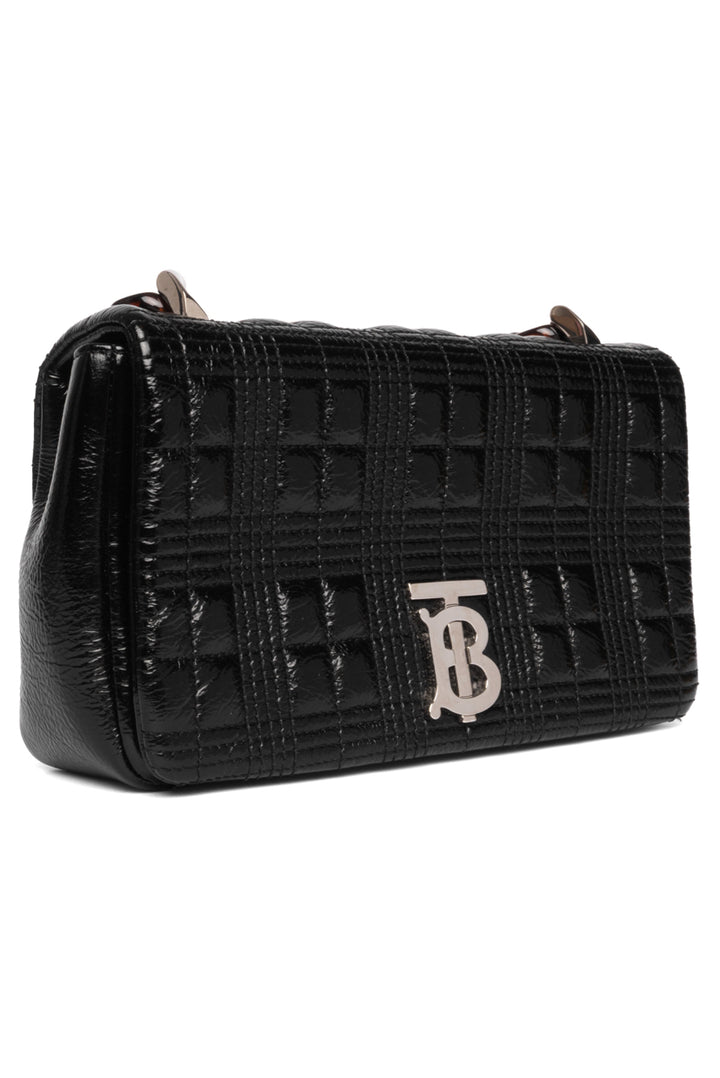 Burberry Small Lola Patent Quilted Resin Chain Bag