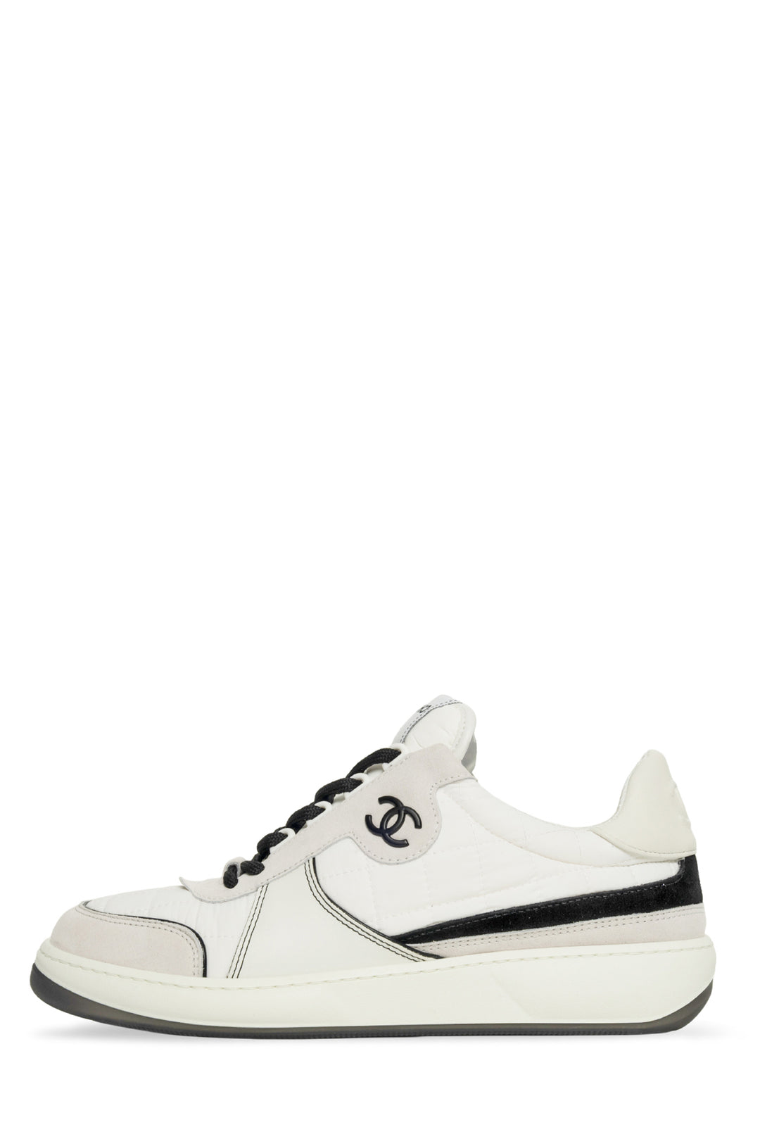 Chanel Size 39.5 Suede Fabric Calfskin Womens CC Sneaker