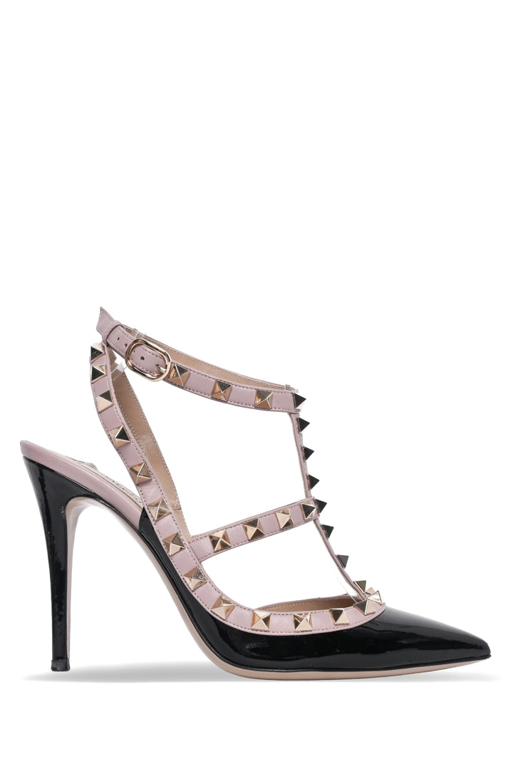 Valentino Size 37 Rockstud Patent Leather Ankle Strap Pumps