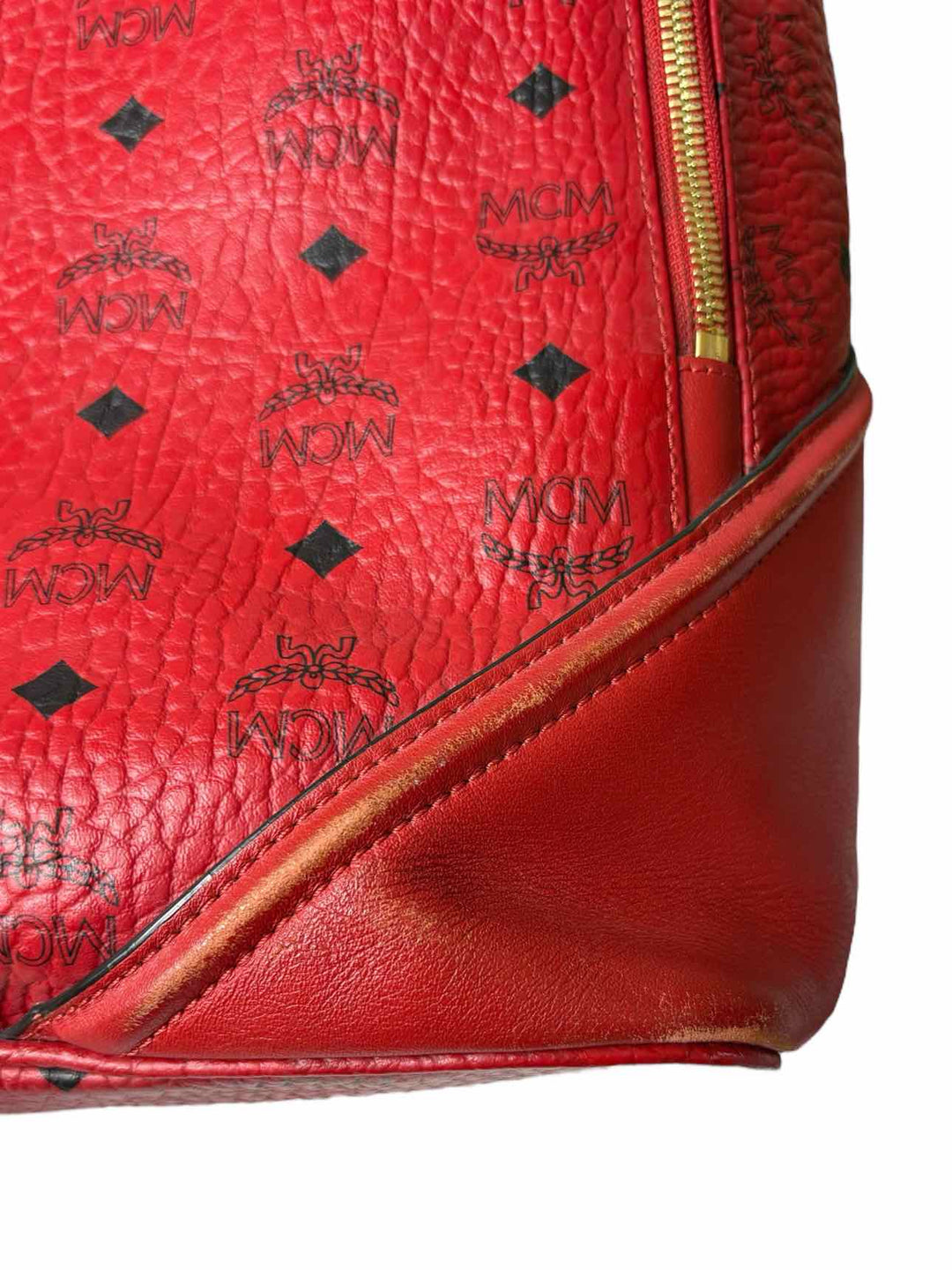MCM Red Logo Leather BackPack