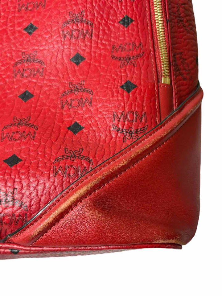 MCM Red Logo Leather BackPack
