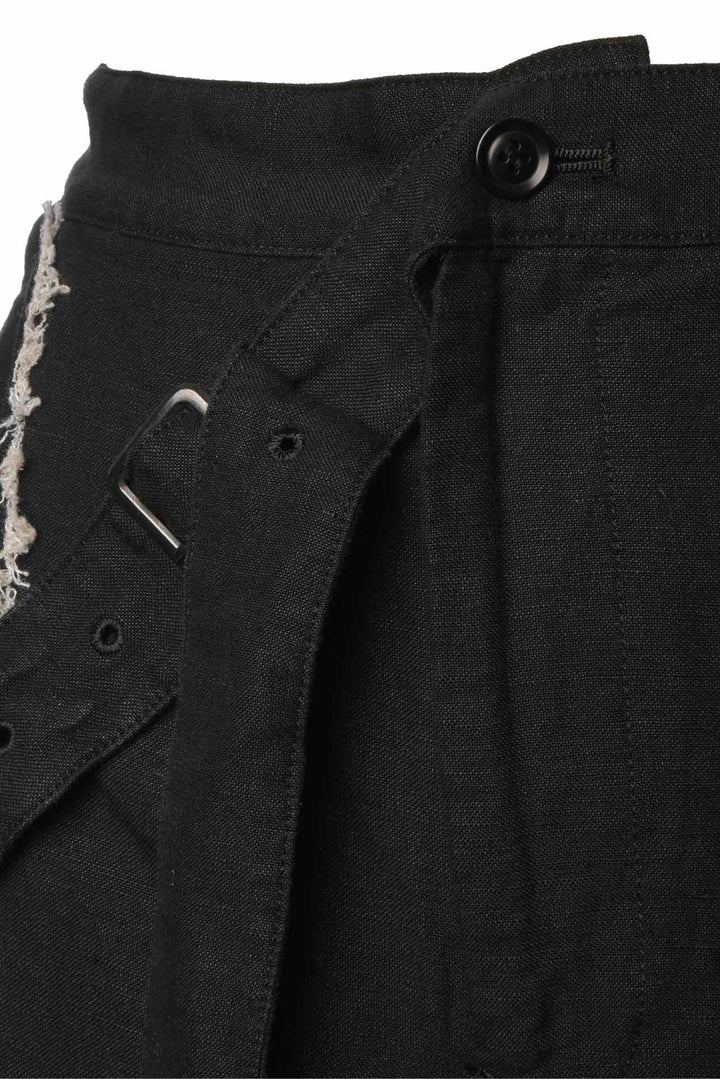 Y's Size 1 Linen Blend One Shoulder Strap Overall Shorts