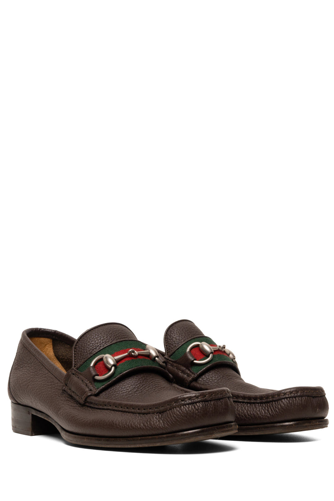 Mens Shoe Size 7.5 Gucci Men's Web Stripe Horsebit Leather Loafers