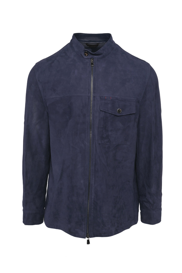 Isaia Size 46 Men's Perforated Lambskin Jacket