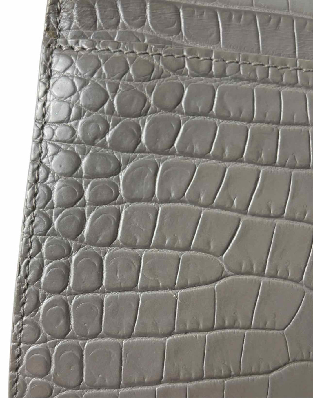Saint Laurent  Croc Embossed Leather Sunset Chain Wallet Purse