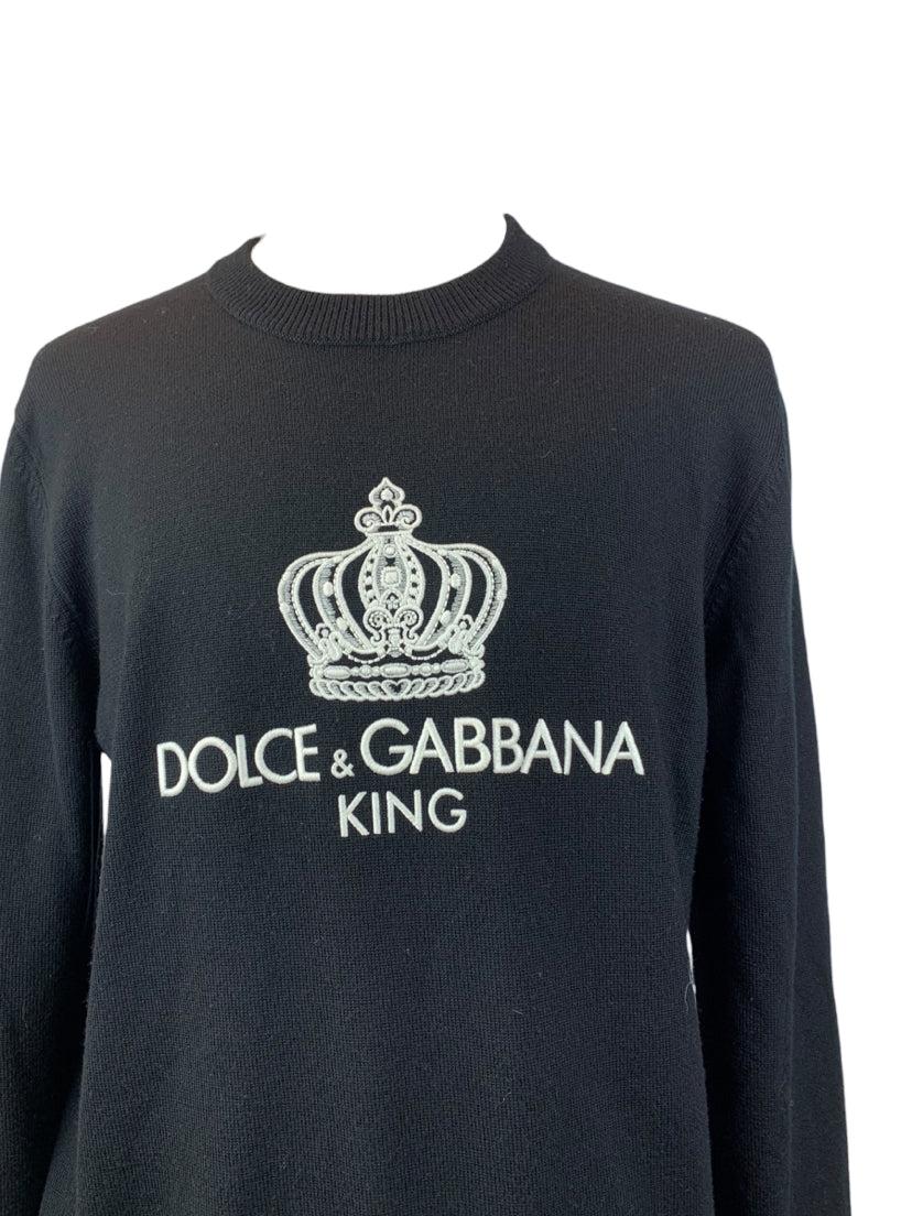 Dolce & Gabbana Size 42 Men's King Logo Wool Sweater