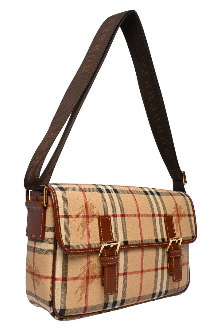 Burberry Check Print Coated Canvas Crossbody Messenger Bag