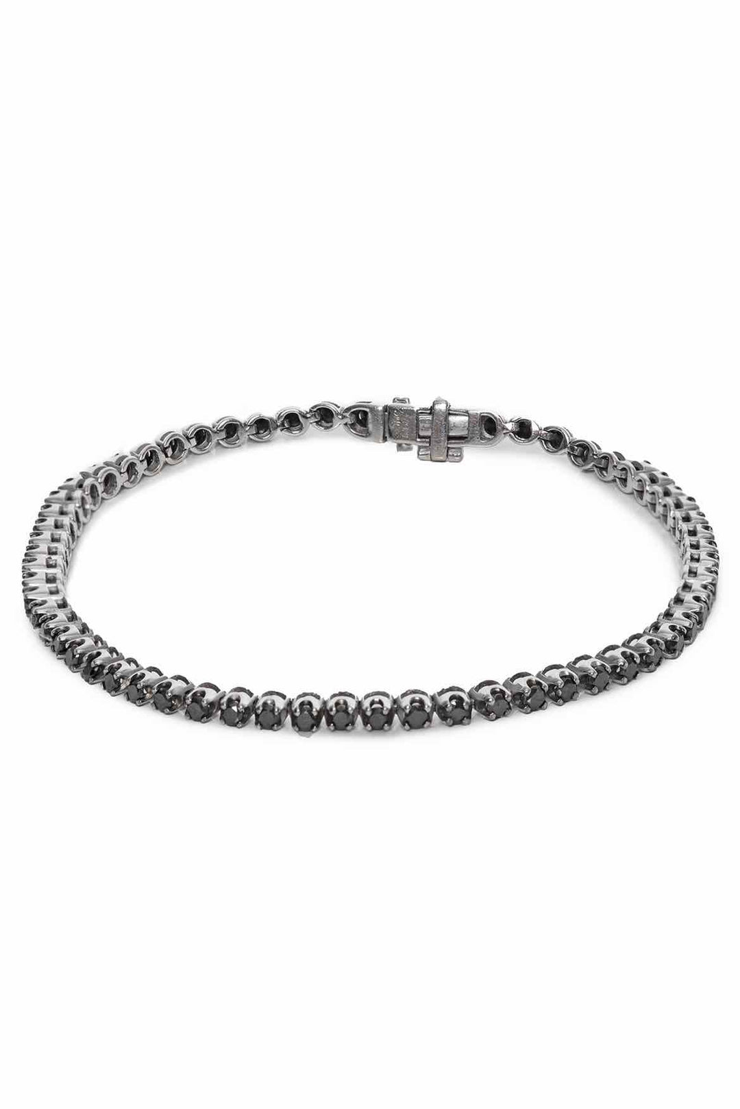 7" 10K White Gold and Black Diamond Tennis Bracelet