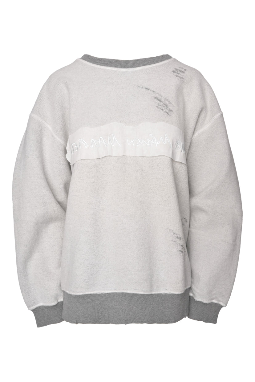 MM6 Size XS Reversible Grey Inside Out Logo Sweatshirt