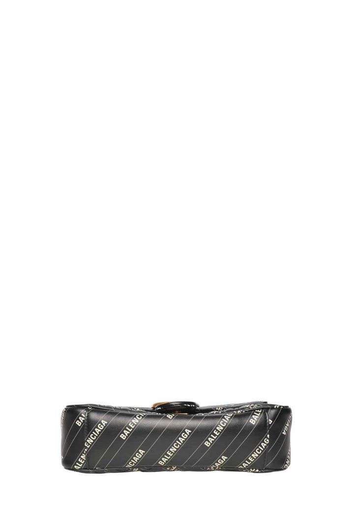 Gucci x Balenciaga Calfskin Matelasse Logo Print Small GG Marmont Shoulder Bag