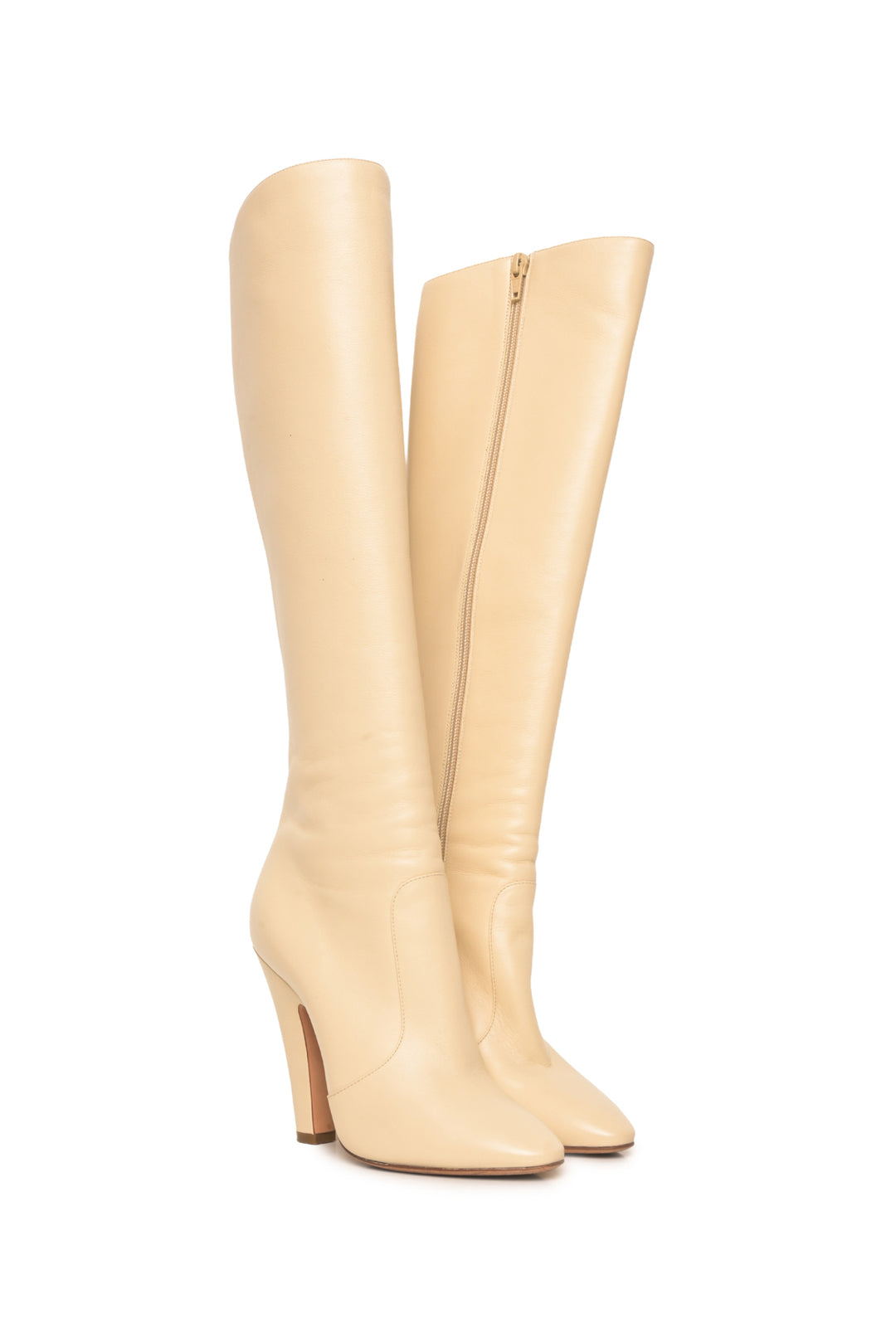 Saint Laurent Size 36.5 Leather Knee High Heeled Boots