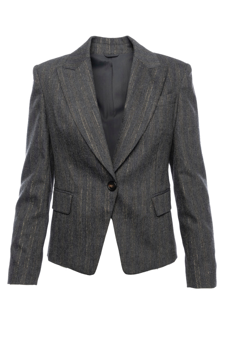 Brunello Cucinelli Size 38 Metallic Thread Pinstripe Blazer