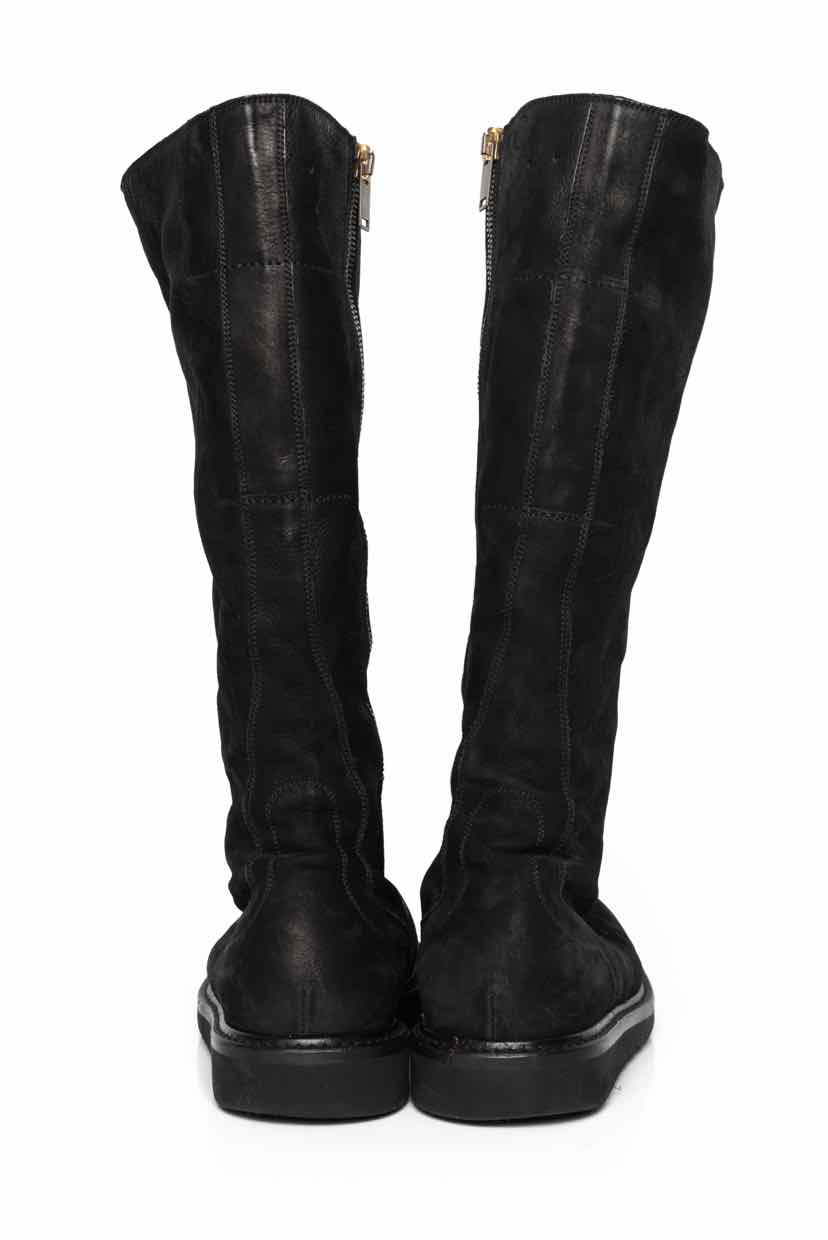 Mens Shoe Size 45 Rick Owens Nubuck & Leather Knee High Lace up Combat Boots