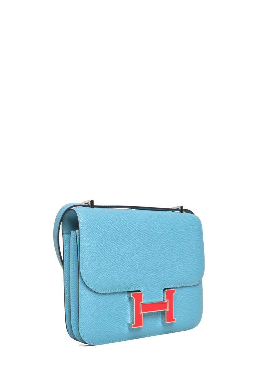 Hermes 2019 2019 Bleu De Nord & Rouge De Coeur Epsom Mini Constance 18 Crossbody