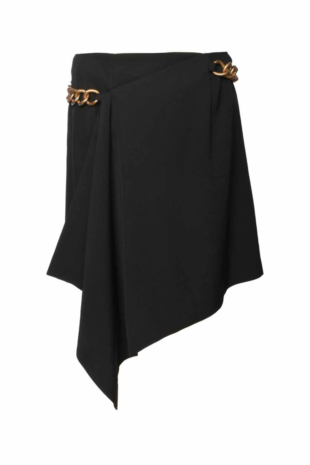 Givenchy Size 38 Chain Belted Gabardine Asymmetrical Mini Skirt