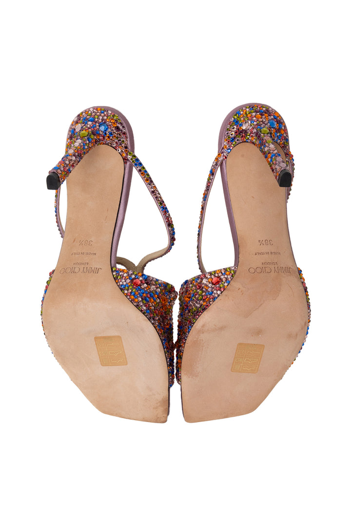 Jimmy Choo Size 38.5 Anise 95 Glitter Sandals