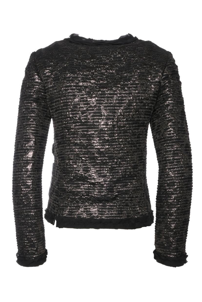 Dolce & Gabbana Size 36 Button-Up Metallic Tweed Jacket