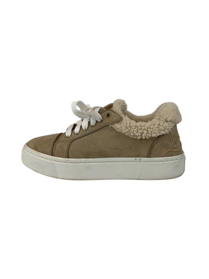 Christian Louboutin Size 36.5 Vierissima Shearling-trimmed Suede Sneakers