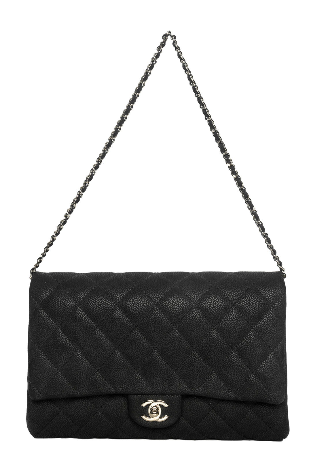 Chanel 2012-2013 Classic Quilted Nubuck Leather Chain Clutch Shoulder Bag