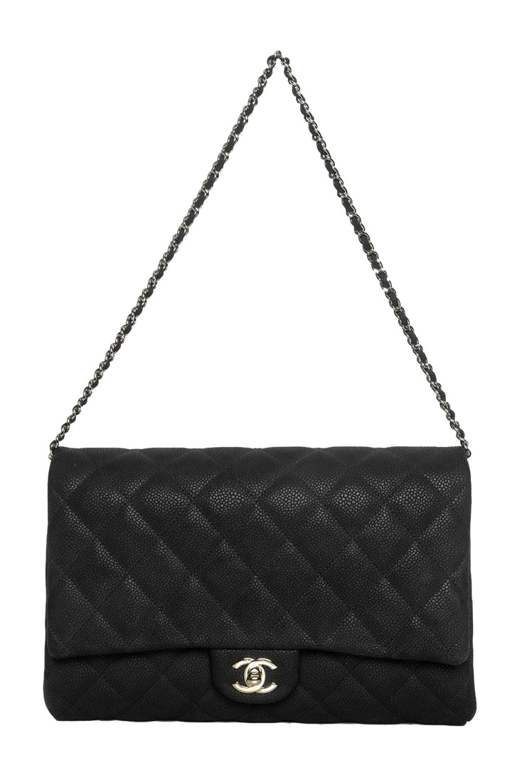 Chanel 2012-2013 Classic Quilted Nubuck Leather Chain Clutch Shoulder Bag