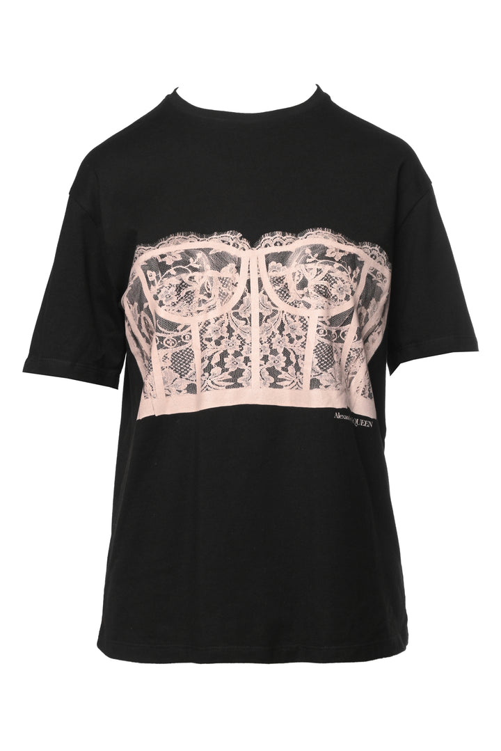 Alexander Mcqueen Size 38 2022 Lace Corset Graphic T-Shirt