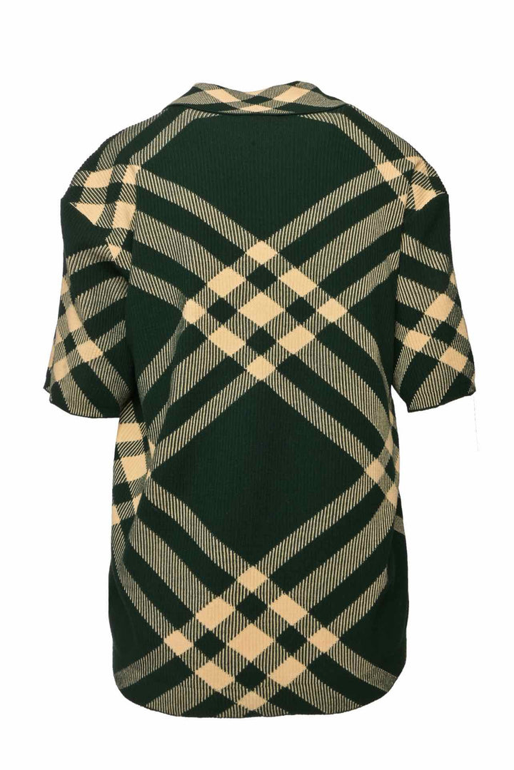Burberry Size M Men's Check Print Merino Knitted Polo Shirt