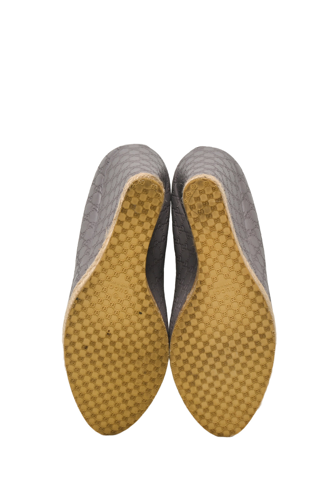 Gucci Size 37 Charlotte Microguccissima Horsebit Peep Toe Wedge