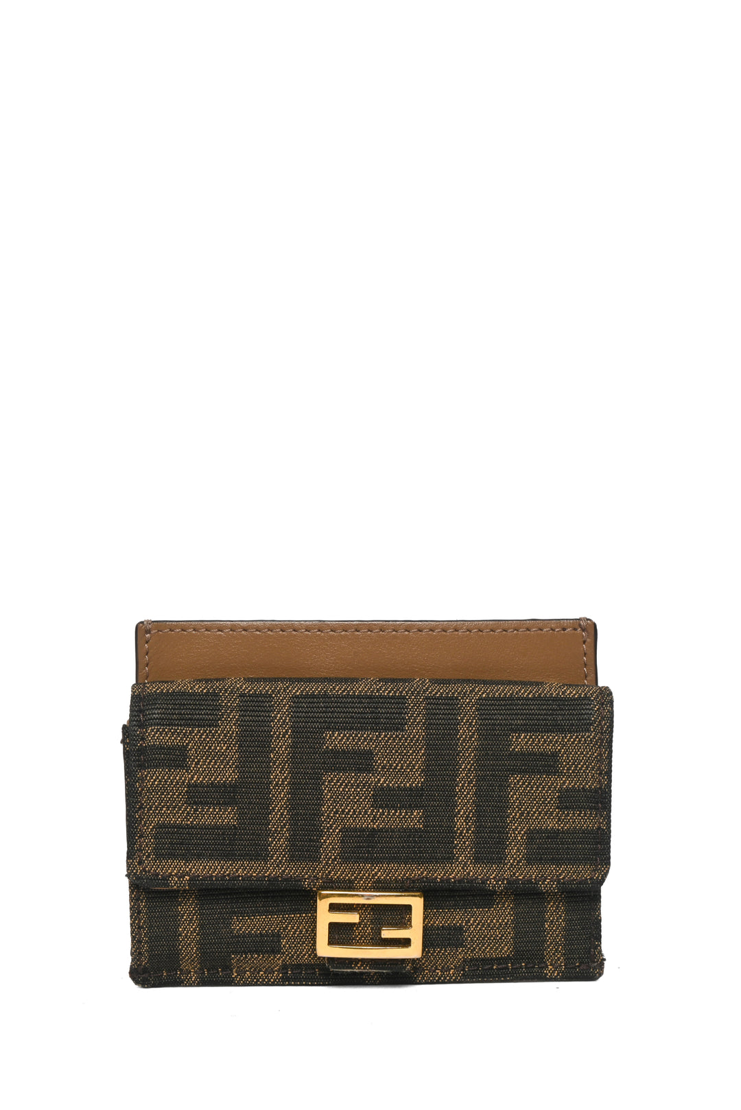 Fendi Fabric Jacquard FF 1974 Fold Over Card Holder Wallet