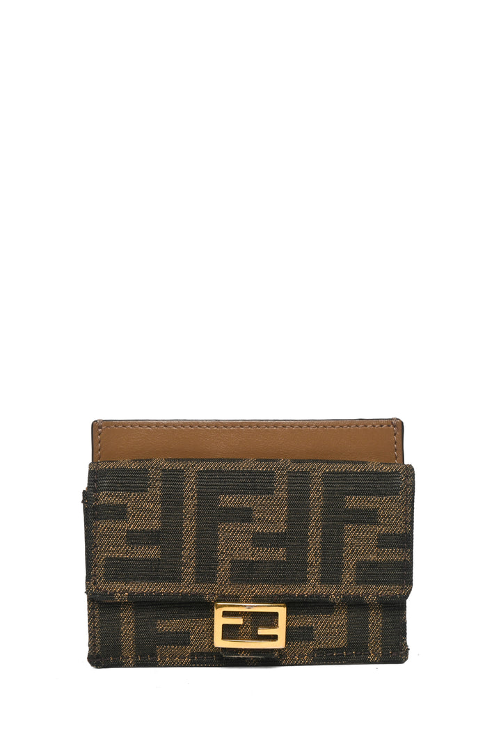 Fendi Fabric Jacquard FF 1974 Fold Over Card Holder Wallet