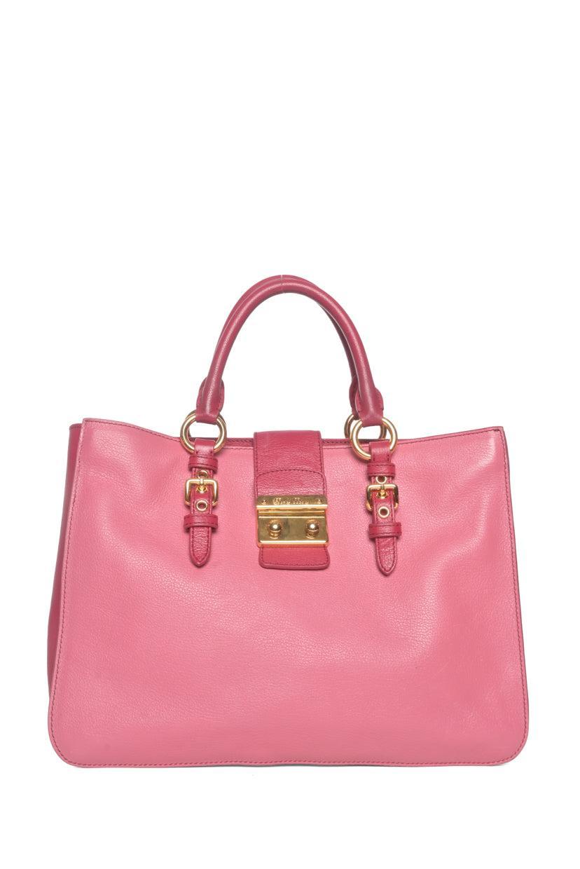 Miu Miu Two-tone Leather Buckle Tote