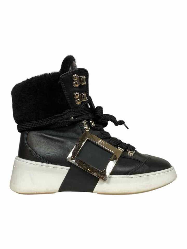 Roger Vivier Size 37 Viv' Shearling Lined Ankle Boots